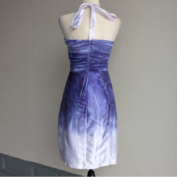Vintage 90s Satin Purple Halter Dress - Picture 3 of 8